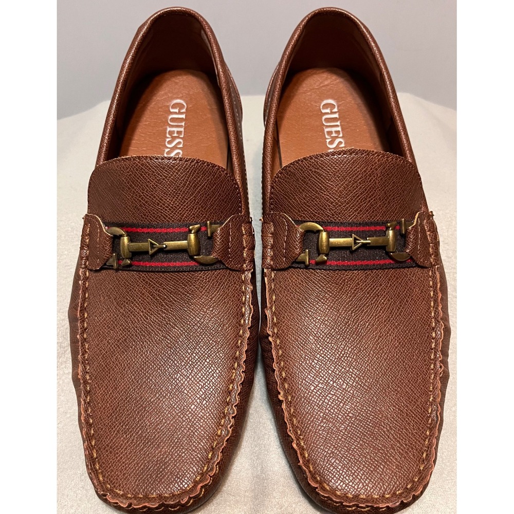Guess Abbey-SS Mens Brown Textured Bit Driving Loafers Shoes Size 11 MED